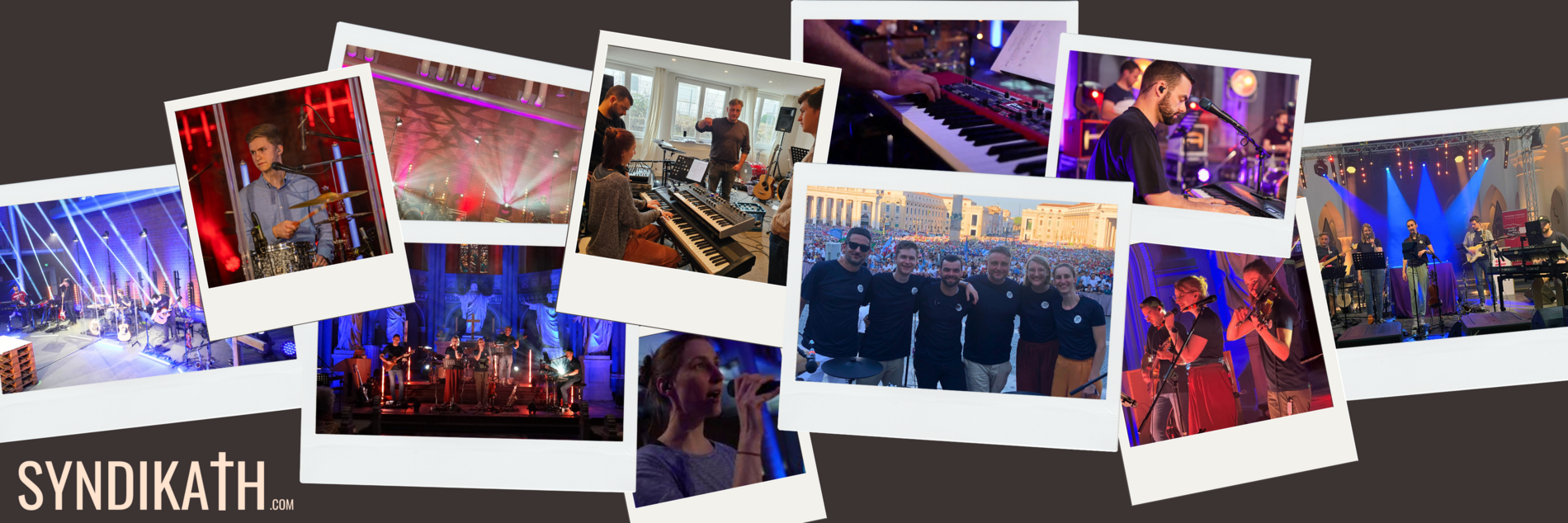 Fotos der Band Syndikath von verschiedenen Auftritten in Wiesbaden, Rom und Hannover und von der Probenarbeit.